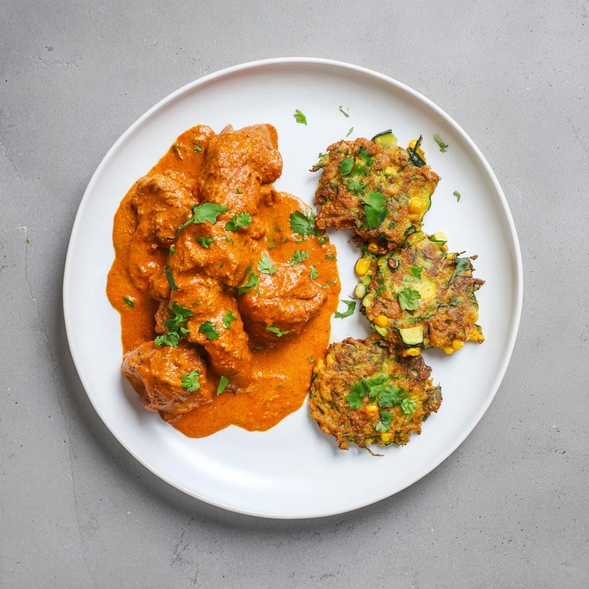 Butter Chicken and Vegetable Fritters
