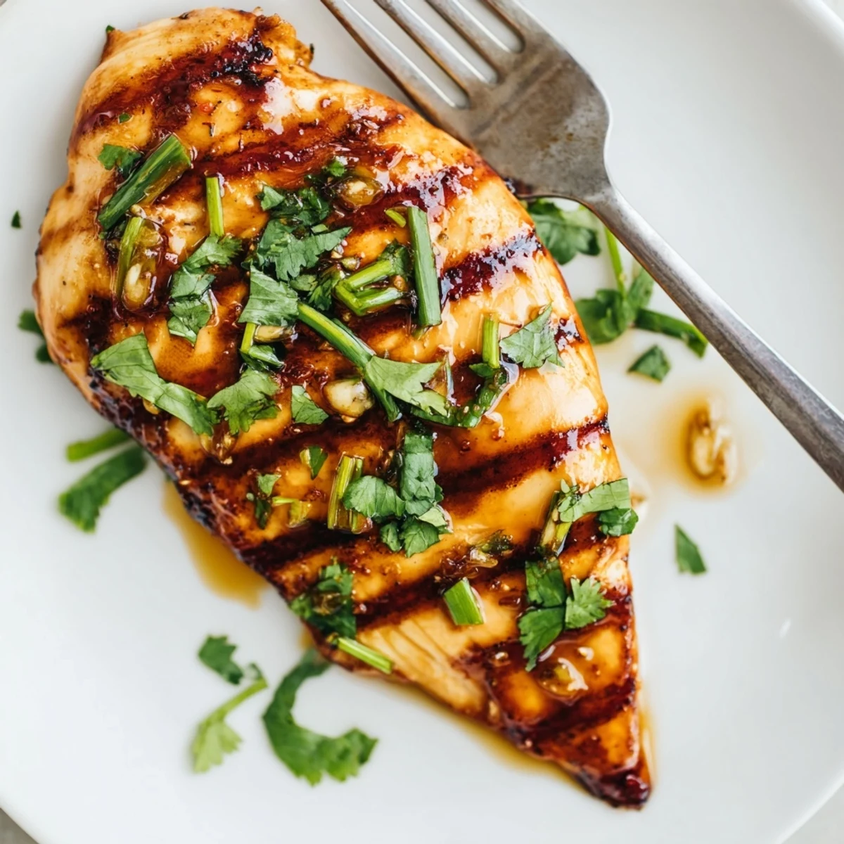 Golden brown Key West grilled chicken with charred grill marks and fresh lime wedges