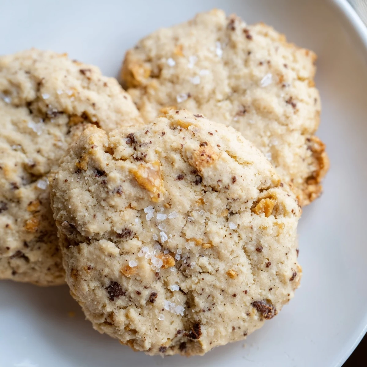 Buttery espresso shortbread cookies studded with sweet toffee bits cooling on a wire rack