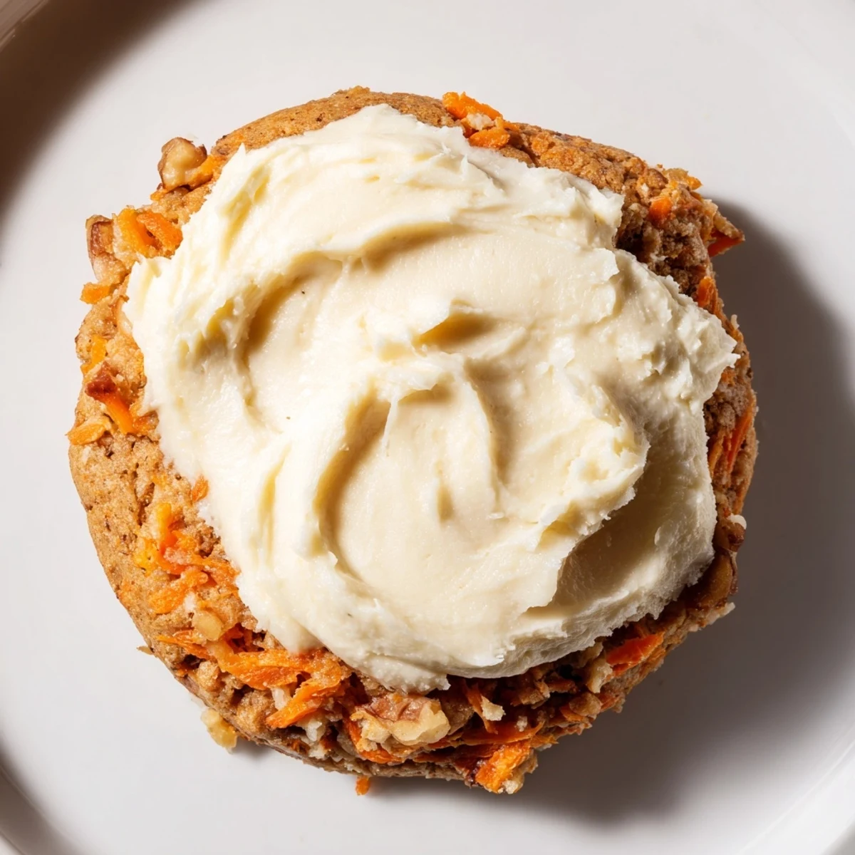 Gooey Crumbl carrot cake cookies piled high with pillowy cream cheese frosting ready to serve