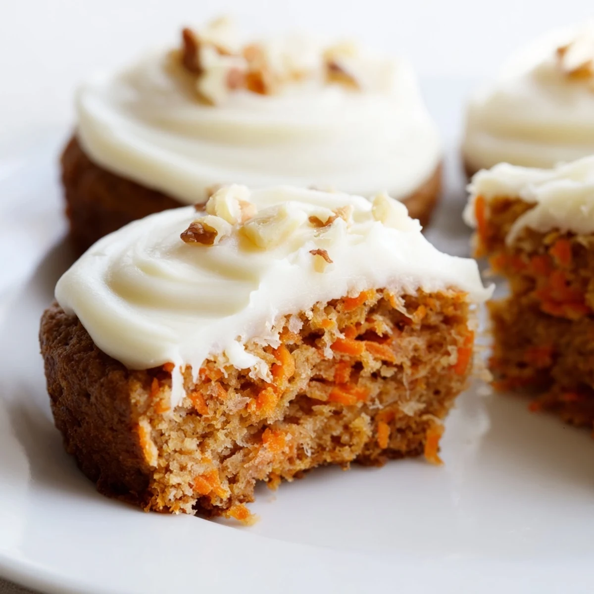 Chunky spiced Crumbl carrot cake cookies swirled with tangy cream cheese frosting, garnished with nuts