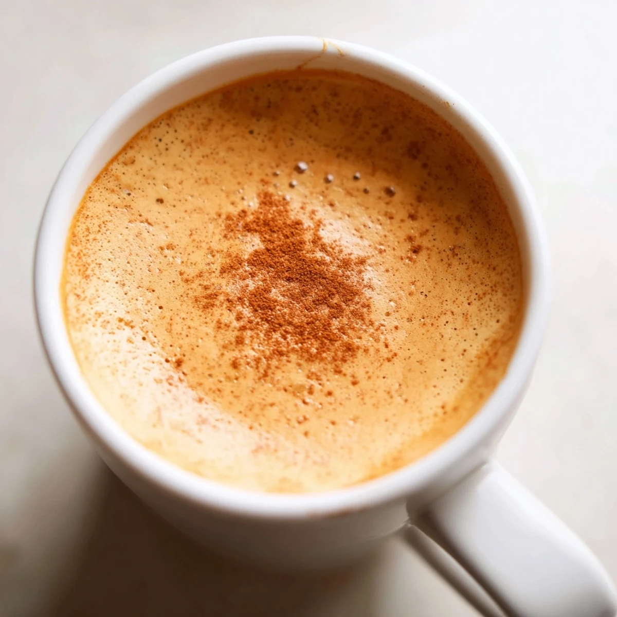 Creamy Goguma Latte topped with cinnamon in a cozy mug on a chilly autumn morning