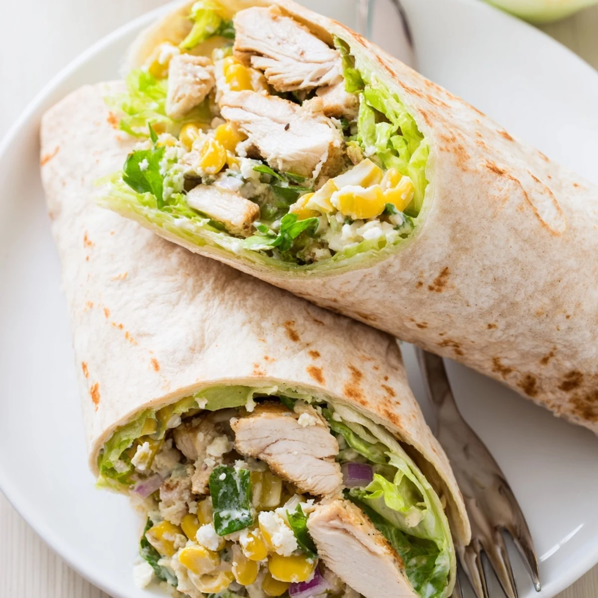 Family-ready Quick Mexican Street Corn Chicken Wraps, warm tortillas hugging tangy corn filling