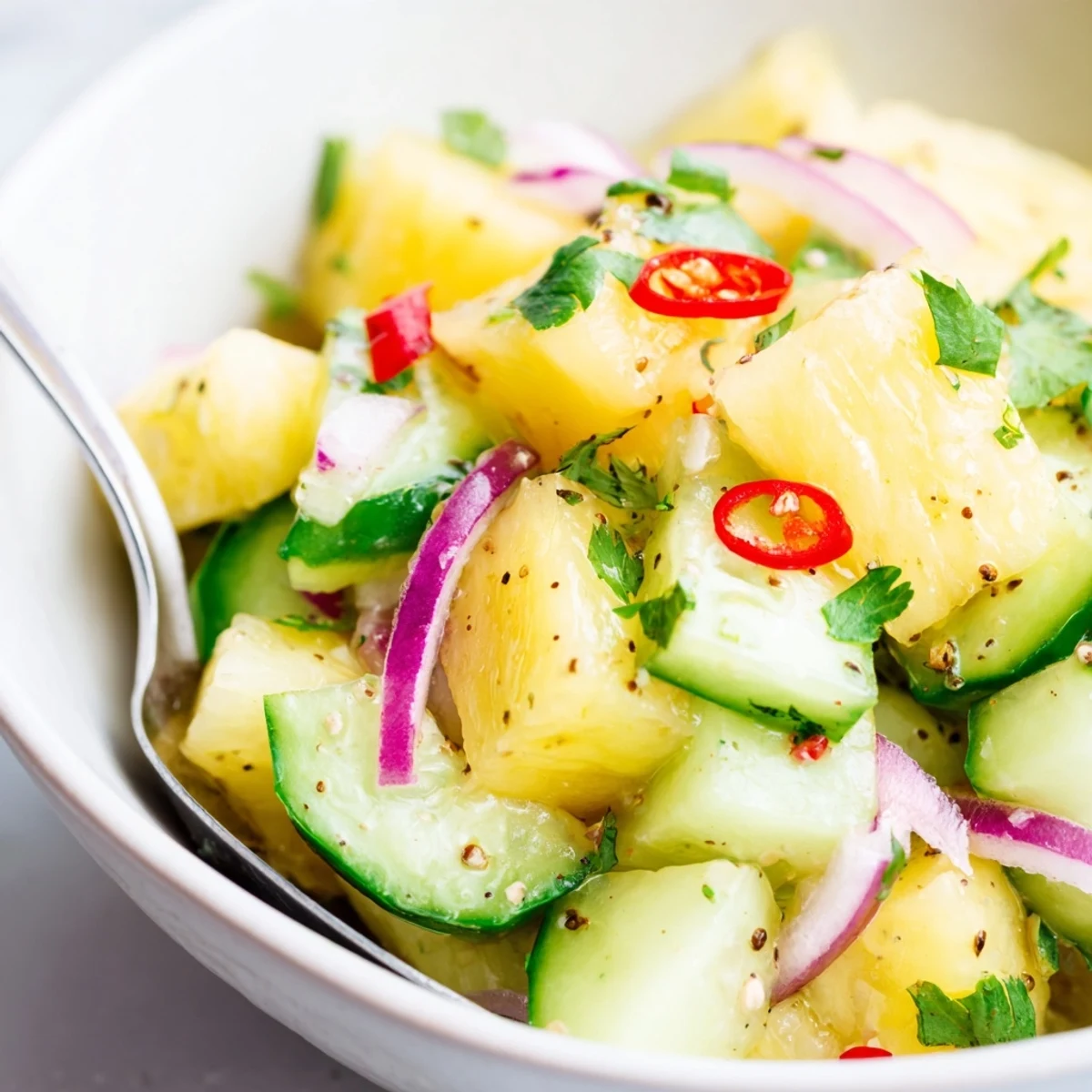 Serve Pineapple Cucumber Salad alongside grilled fish or tacos for summer