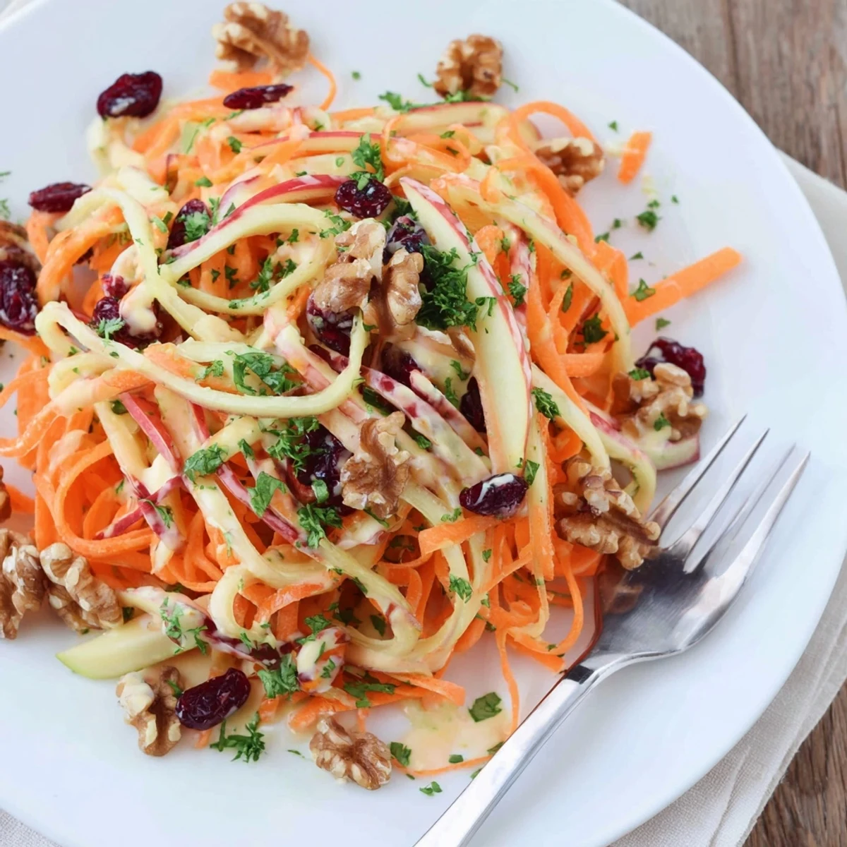 Crunchy Apple Carrot Salad With Creamy Citrus Dressing, bright citrus aroma and crunchy nuts
