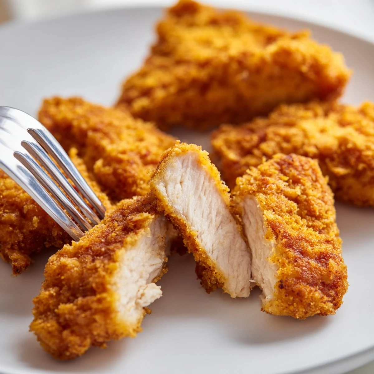 Buttermilk-marinated Chicken Bites, tender interior and crunchy seasoned crust