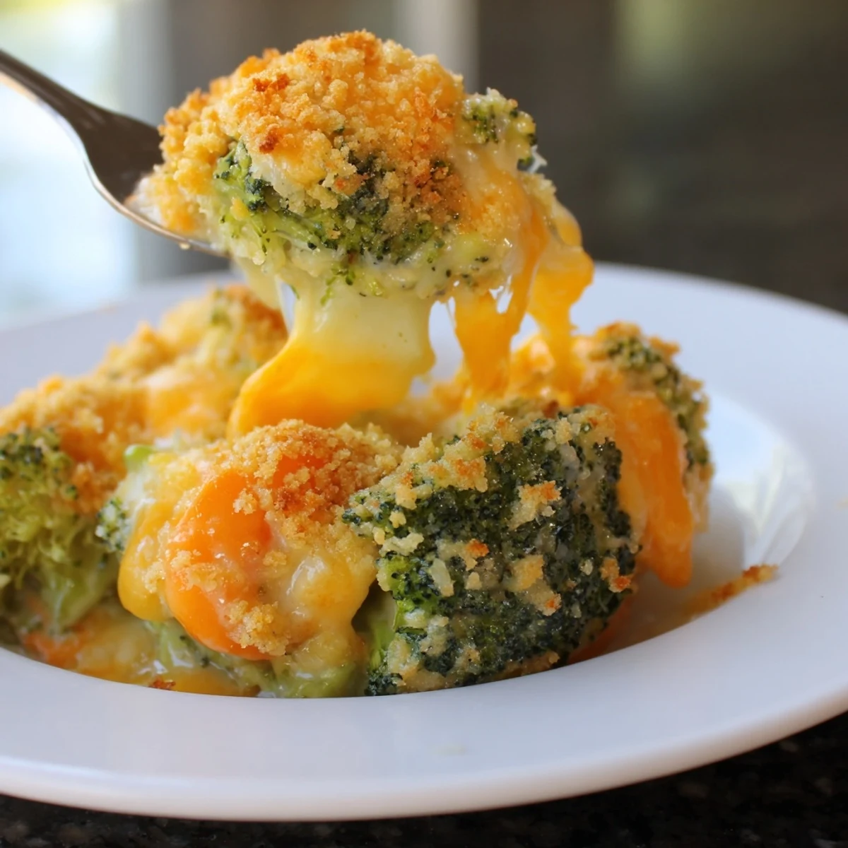 Oven-browned Cheese Bake Broccoli Carrots exuding melted cheddar, soft vegetables