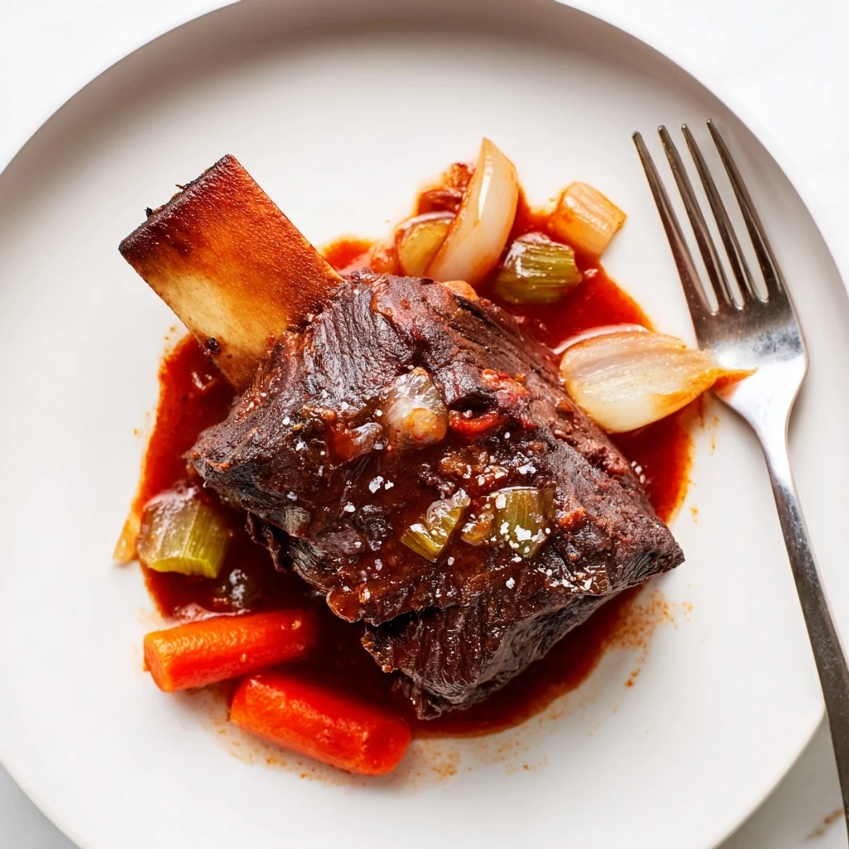 Slow Cooker Beef Short Ribs glistening in rich sauce over mashed potatoes