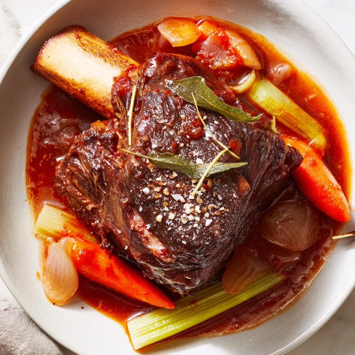 Plate of Slow Cooker Beef Short Ribs falling off the bone with carrots