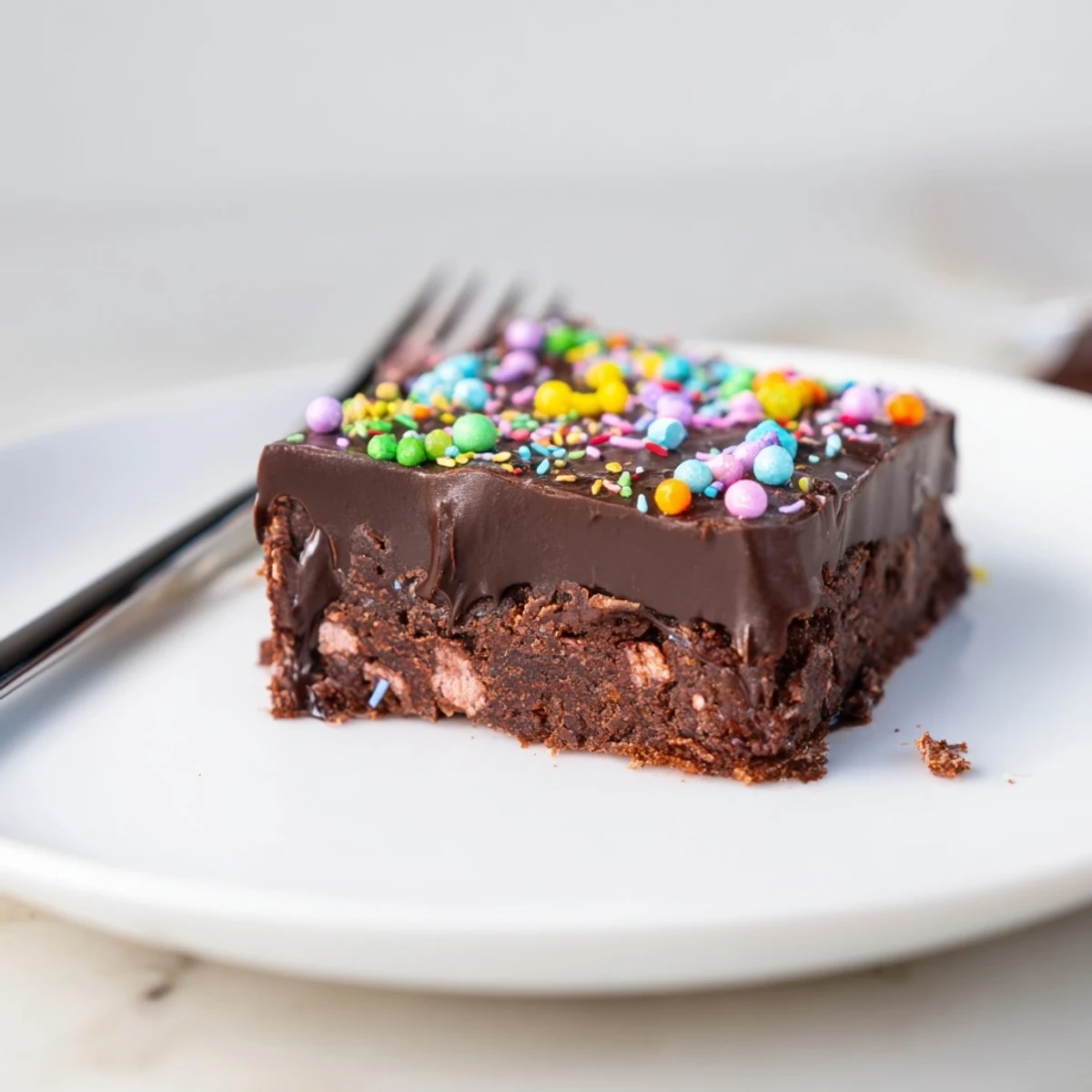 Close-up of Gourmet Cosmic Brownies Bars sliced on parchment, chilled and ready