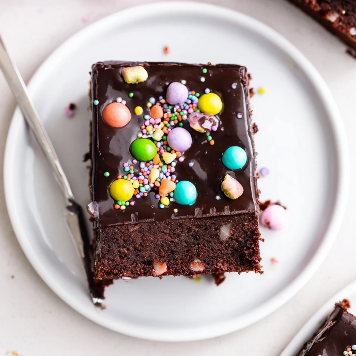 Stacked Gourmet Cosmic Brownies Bars served with coffee, rich chocolate aroma visible