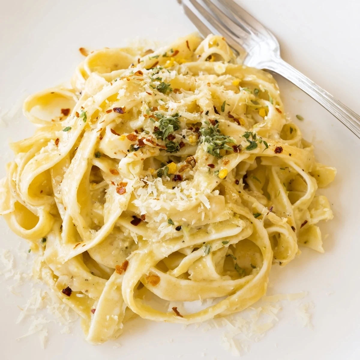Cowboy Butter Pasta glistening with buttery herb sauce, lemon zest aroma  