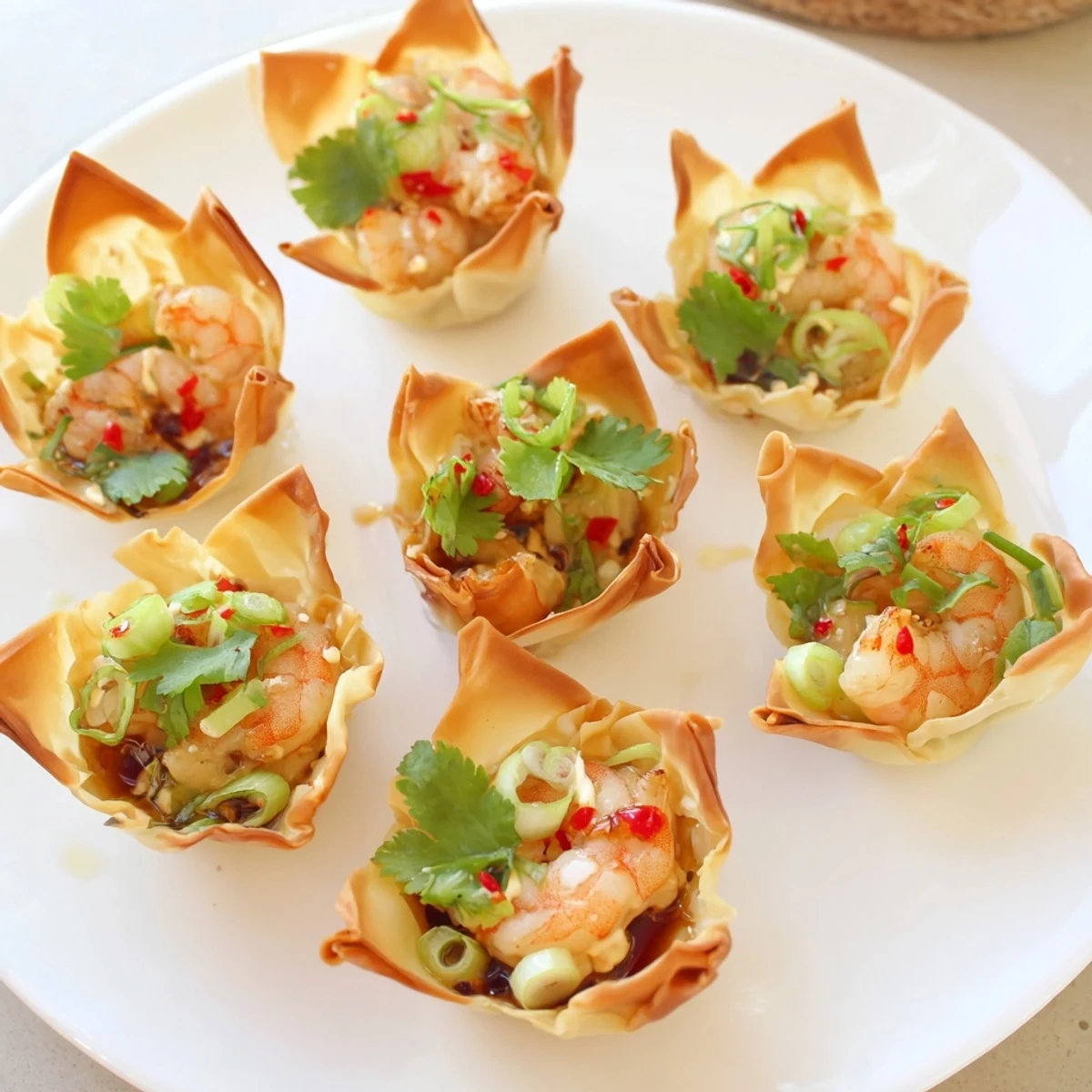Bite-sized, crunchy, zesty Crispy Shrimp Wonton Cups With Lime Cream