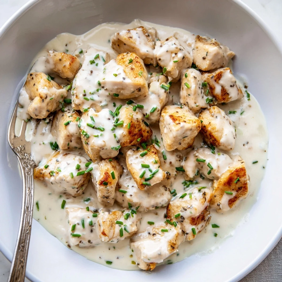 Creamy cream cheese chicken breasts smothered in a velvety garlic herb sauce