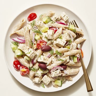 High Protein Greek Pasta Salad